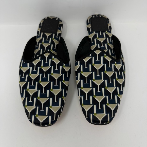Tory Burch Martini Glass Satin Mules Blue Size 5 - Picture 2 of 11